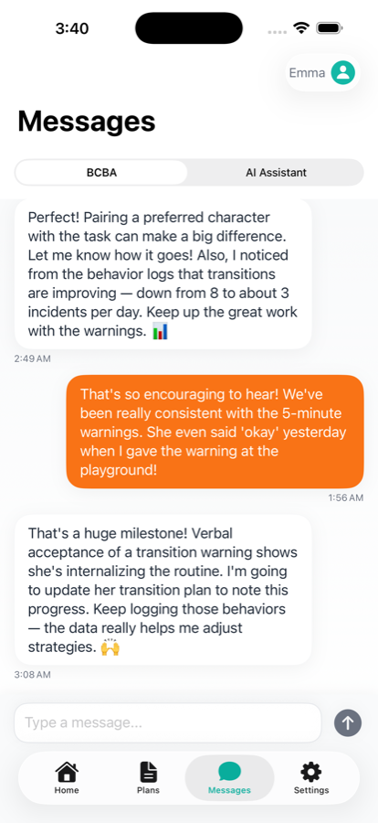 BCBA messaging